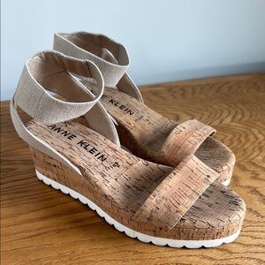 Anne Klein Tan Wedge Shoes with Cork Design
